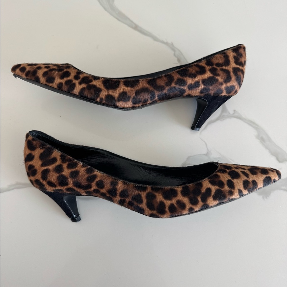 Saint Laurent Brown and Black Leopard Print Heels - Picture 12 of 14